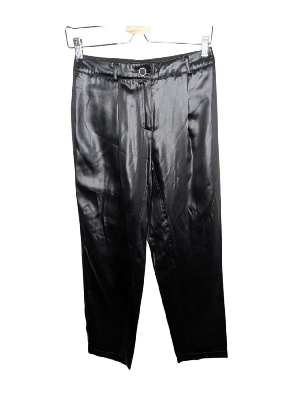 Blumarine Black Satin Relaxed Cropped Dress Pants Womens Size 40 IT 4 US